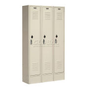 1-Tier 3 Door Locker, 12"Wx15"Dx60"H, Tan, Assembled