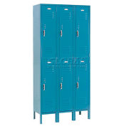 Global Industrial™ Paramount® Double Tier 6 Door Locker, 12"Wx12"Dx36"H, Blue, Assembled