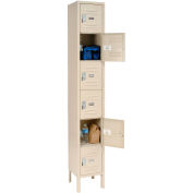 6-Tier 6 Door Box Locker, 12"W x 12"D x 12"H, Tan, Assembled