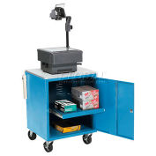Global Industrial Audio Visual Cart w/ Lockable Cabinet, 500 Lb. Capacity, Blue