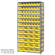 13 Shelf Steel Shelving with (76) 4"H Plastic Shelf Bins, Yellow, 36x18x72