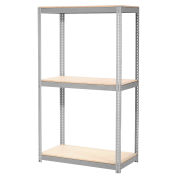 Expandable Starter Rack with 3 Levels Wood Deck, 800lb Cap Per Level, 96"W x 24"D x 84"H, Gray
