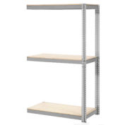 Expandable Add-On Rack with 3 Levels Wood Deck, 1500lb Cap Per Level, 36"W x 12"D x 84"H, Gray