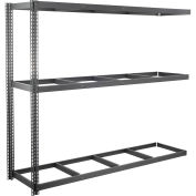 Expandable Add-On Rack, 3 Levels No Deck, 800 Lb Cap Per Level, 96"W x 48"D x 84"H, Gray