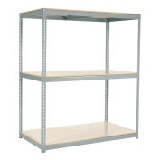 Wide Span Rack with 3 Shelves Laminated Deck, 1200 Lb Cap Per Level, 60"W x 24"D x 60"H, Gray