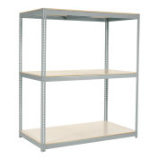 Wide Span Rack with 3 Shelves Laminated Deck, 800 Lb Cap Per Level, 96"W x 24"D x 60"H, Gray