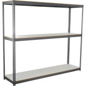 Wide Span Rack with 3 Shelves Laminated Deck, 800 Lb Cap Per Level, 96"W x 48"D x 60"H, Gray