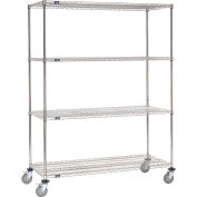 Nexel Stainless Steel Wire Shelf Truck, 60x18x80, 1200 Lb. Cap. with Brakes