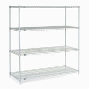 Nexel Stainless Steel Wire Shelving, 60"W x 24"D x 74"H