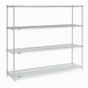 Nexel Stainless Steel Wire Shelving, 72"W x 18"D x 63"H