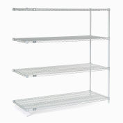 Nexel Stainless Steel Wire Shelving Add-On, 54"W x 18"D x 63"H