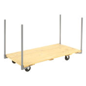 Stake Handle Platform Truck w/Hardwood Deck, 54 x 27, 5" Polyurethane Casters, 1000 Lb. Capacity