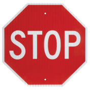 Stop, Aluminum Sign, .080mm Thick, White/Red