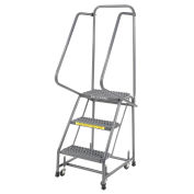 Ballymore H318G Grip 16"W 3 Step Steel Rolling Ladder 14"D Top Step