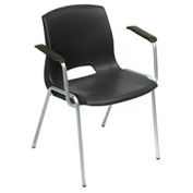 Vented Stack Chairs With Arms Rests - Black - Pkg Qty 4