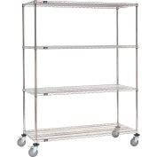 Nexel Stainless Steel Wire Shelf Truck, 36x18x80, 1200 Lb. Cap. with Brakes