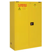 Flammable Cabinet, 90 Gallon, Self Close Double Door, 43"W x 34"D x 65"H