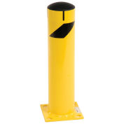 24" x 5-1/2", Steel Bollard With Removable Plastic Cap & Chain Slots, Existing Concrete