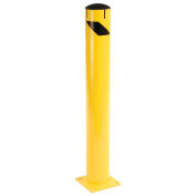 42" x 5-1/2", Steel Bollard With Removable Plastic Cap & Chain Slots, Existing Concrete 