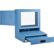LCD Counter Top Security Computer Cabinet, Blue, 24-1/2"W x 22-1/2"D x 29-1/2"H