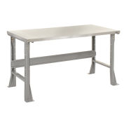 Fixed Height Workbench Flared Leg, 48"W x 30"D x 34"H, 1-1/2" Stainless Steel Square Edge, Gray