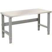 Adjustable Height Workbench C-Channel Leg, 48"W x 30"D, 1-1/2" Stainless Steel Square Edge, Gray