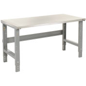 Adjustable Height Workbench C-Channel Leg, 72"W x 30"D, 1-1/2" Stainless Steel Square Edge, Gray