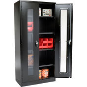 Assembled Clear View Storage Cabinet, 36x18x78, Black