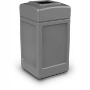 Commercial Zone Square Waste Receptacle, 42 Gallon, Gray