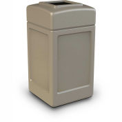 Commercial Zone Square Waste Receptacle, 42 Gallon, Beige