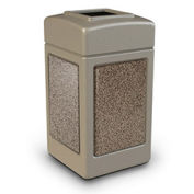 Commercial Zone 42 Gallon Square Waste Receptacle - Beige With Riverstone Panels