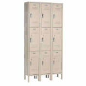 Global Industrial 3 Tier Locker, 12x15x24, 9 Door, Unassembled, Tan