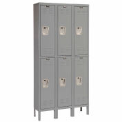 Hallowell U3258-2HG Premium Locker Double Tier 12x15x36 6 Door Ready To Assemble Gray