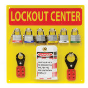 NMC 14"W Standard Lockout Center, 10 Tags, Yellow/Red