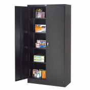 Storage Cabinet w/Recessed Handle, Steel, 36"W x 18"D x 72"H, Black, Easy Assembly