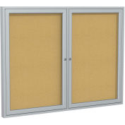 Ghent® Bulletin Board Two Door Aluminum Frame Cork Board 60"W X 48"H