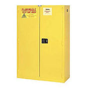 Flammable Cabinet, 44 Gallon, Self Close Double Door, 34"W x 18"D x 65"H