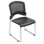 Plastic Stackable Chair, Ventilated Back, Black - Pkg Qty 4