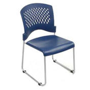 Plastic Stackable Chair, Ventilated Back, Blue - Pkg Qty 4