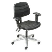 Deluxe Ergonomic Chair With Armrests, Polyurethane, Black