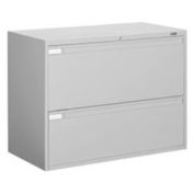 Global 36"W 2 Drawer Binder Lateral File, Gray, 9336P/2F1HLGR