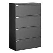 Global 36"W 4 Drawer Binder Lateral File, Black, 9336P-4F-1HBLK