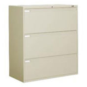 Global 42"W 3 Drawer Binder Lateral File, Putty, 9342P3F-1H-DPT
