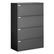 Global 42"W 4 Drawer Binder Lateral File, Black, 9342P4F1-H-BLK