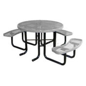 46" ADA Round Picnic Table, Gray, Expanded Metal, Surface Mount