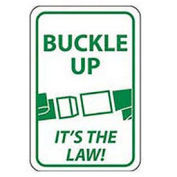 NMC TM135H Aluminum Sign,  Buckle Up Its The Law, .063" Thick