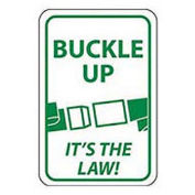 NMC TM135J Reflective Aluminum Sign, Buckle Up It's The Law, .080" Thick