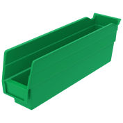 Plastic Shelf Bin Nestable, 2-3/4"W x 11-5/8"D x 4"H Green - Pkg Qty 24