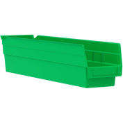 Akro-Mils 30128 Plastic Shelf Bin Nestable - 4-1/8"W x 17-7/8"D x 4"H Green - Pkg Qty 12