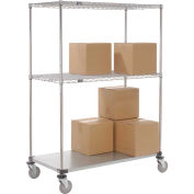 Nexel Open Sided Wire Exchange Truck, 2 Wire, 1 Galvanized Shelf, 800 Lb Cap, 36x18x69